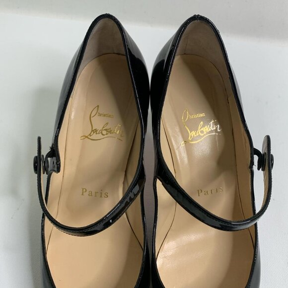 Christian Louboutin Black Patent Mary Jane Peep-Toe Heels – Size 36.5 - Picture 5 of 8